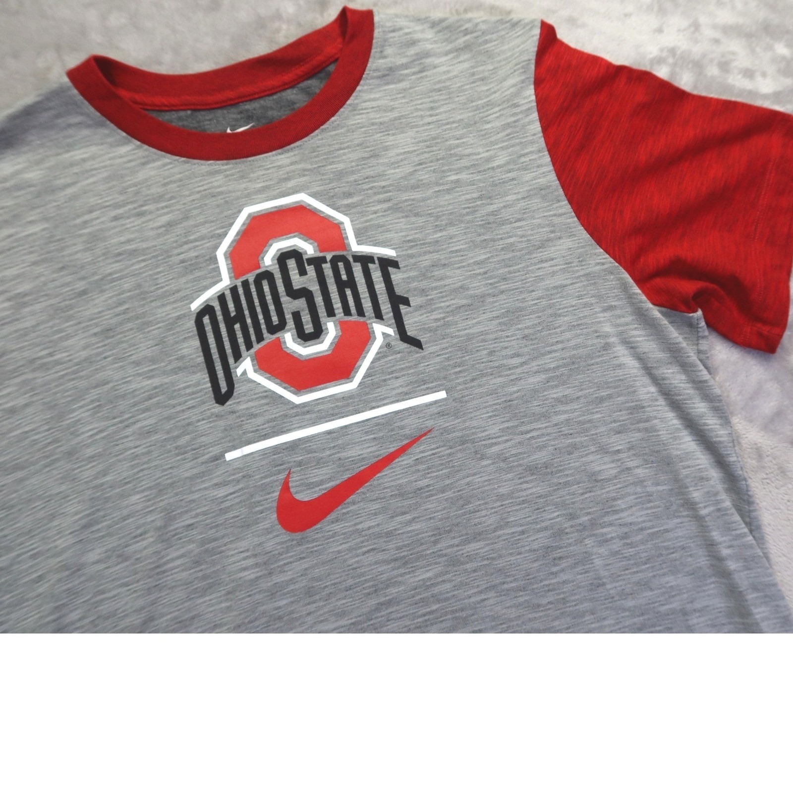 Nike Ohio State Buckeyes Dri-Fit T-Shirt Men's L Grey Red Short Sleeve Logo